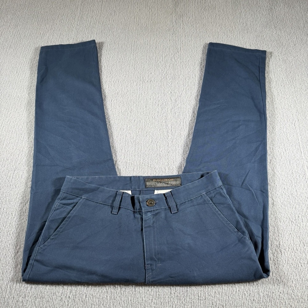 Dunderdon Compact Twill Work Chino Pants Men 34x32 Navy Blue Straight Leg Cotton